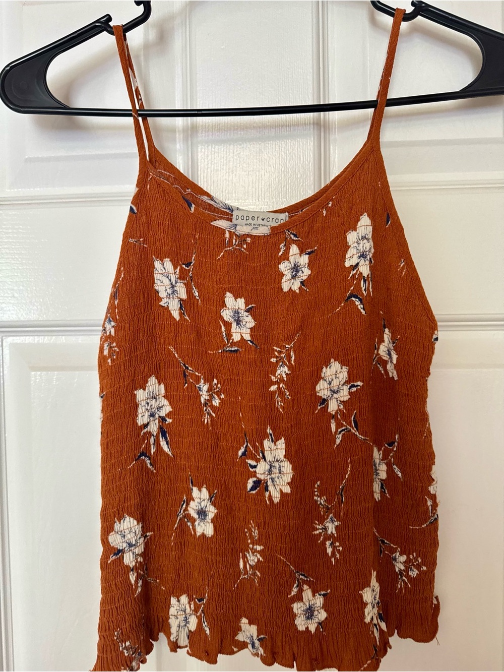 Paper Crane Rust Orange Floral Spaghetti Strap Cami